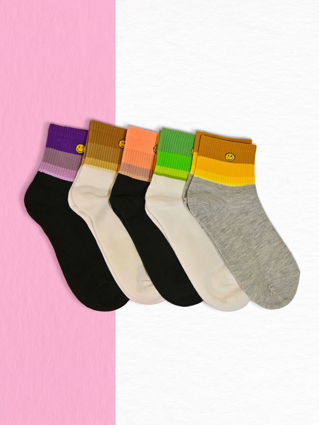 

BAESD Kids Pack Of 5 Patterned Ankle Length Socks, Grey