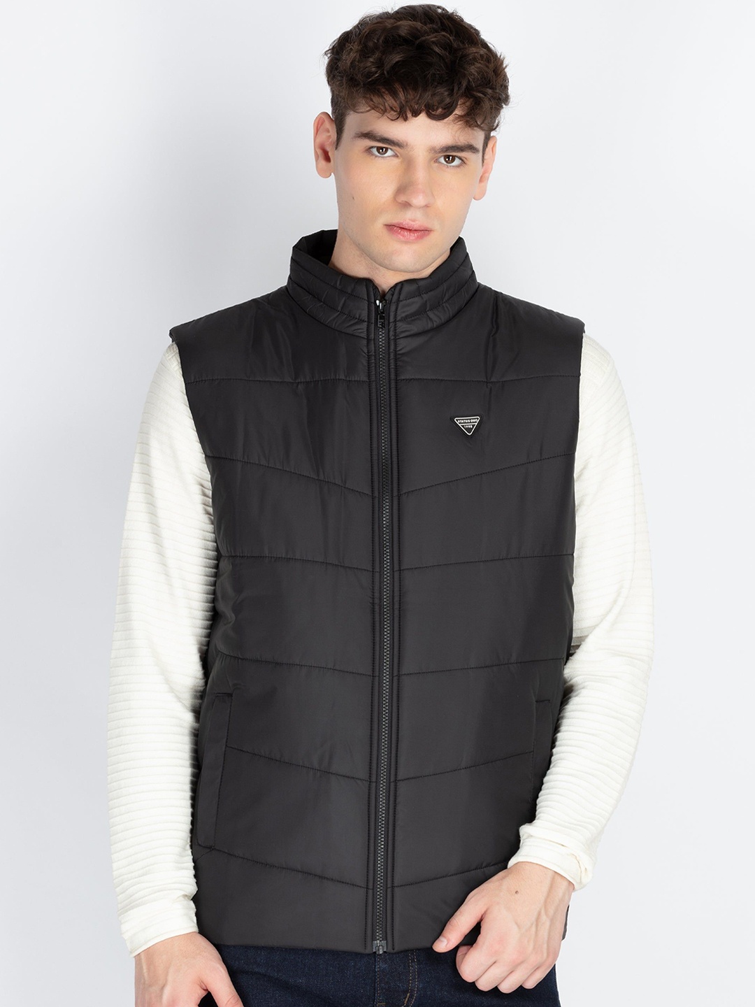 

Status Quo Men Mock Collar Solid Casual Padded Jacket, Black