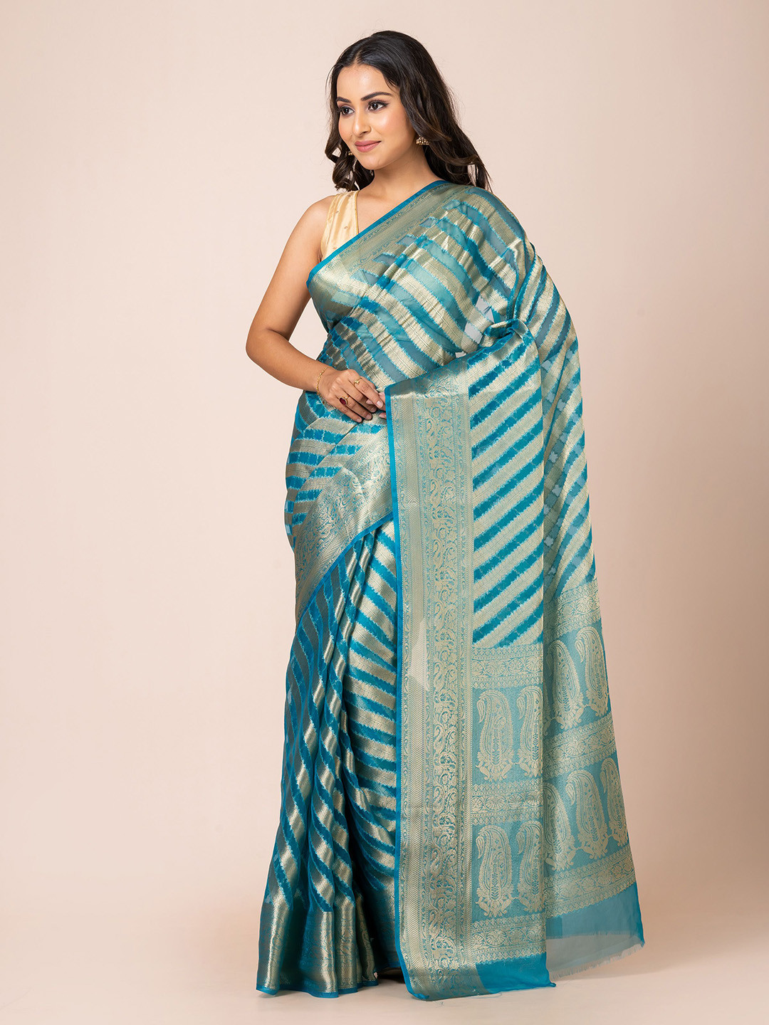 

KAVVYA Woven Design Zari Banarasi Saree, Blue