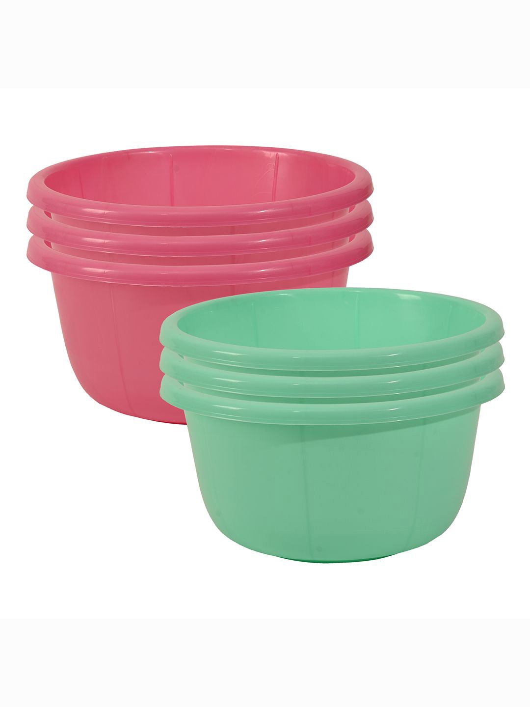 

Kuber Industries Green & Pink 6 Pieces Bath Tubs 40 L Each