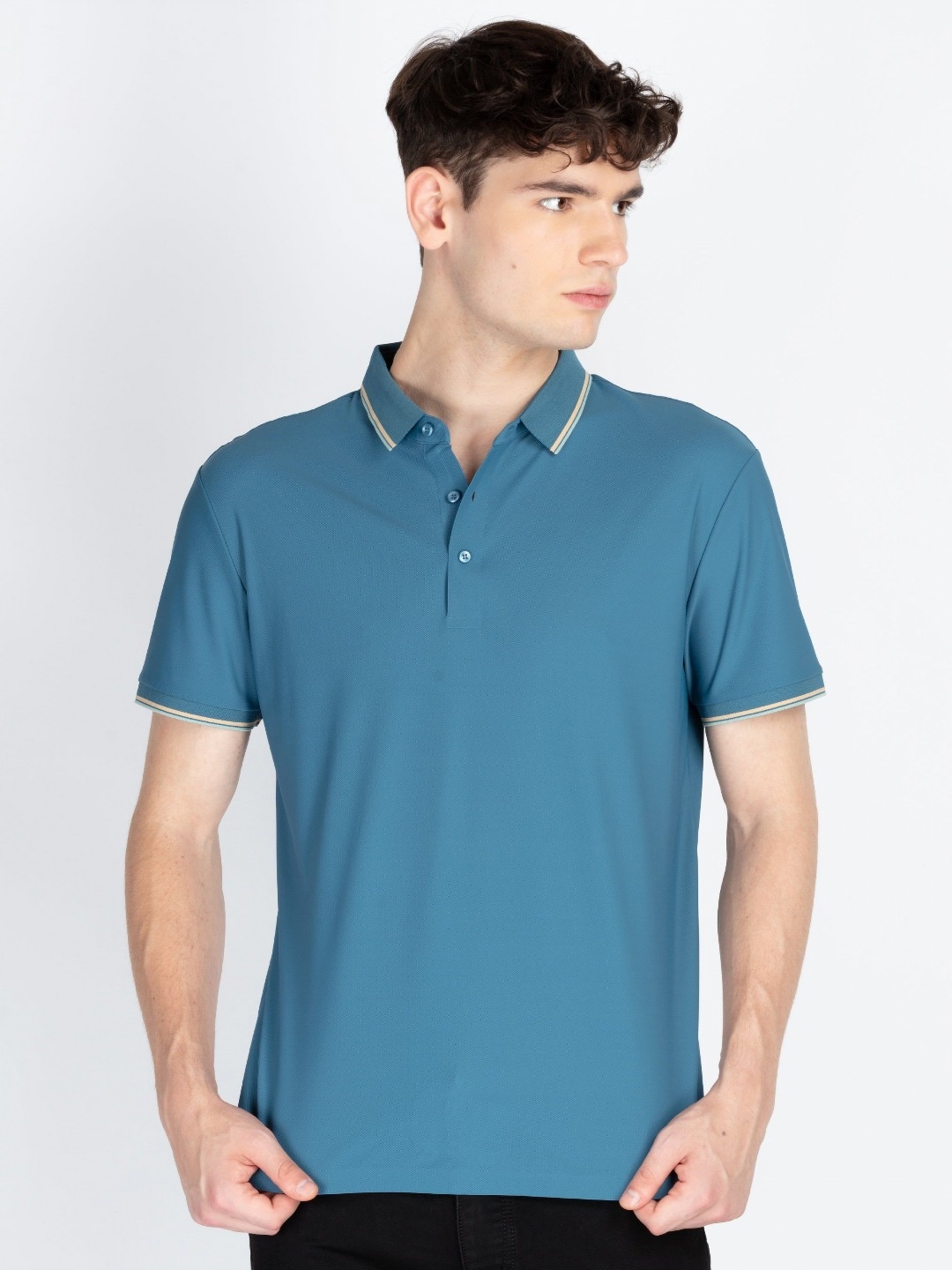 

Status Quo Men Polo Collar Pockets T-shirt, Teal