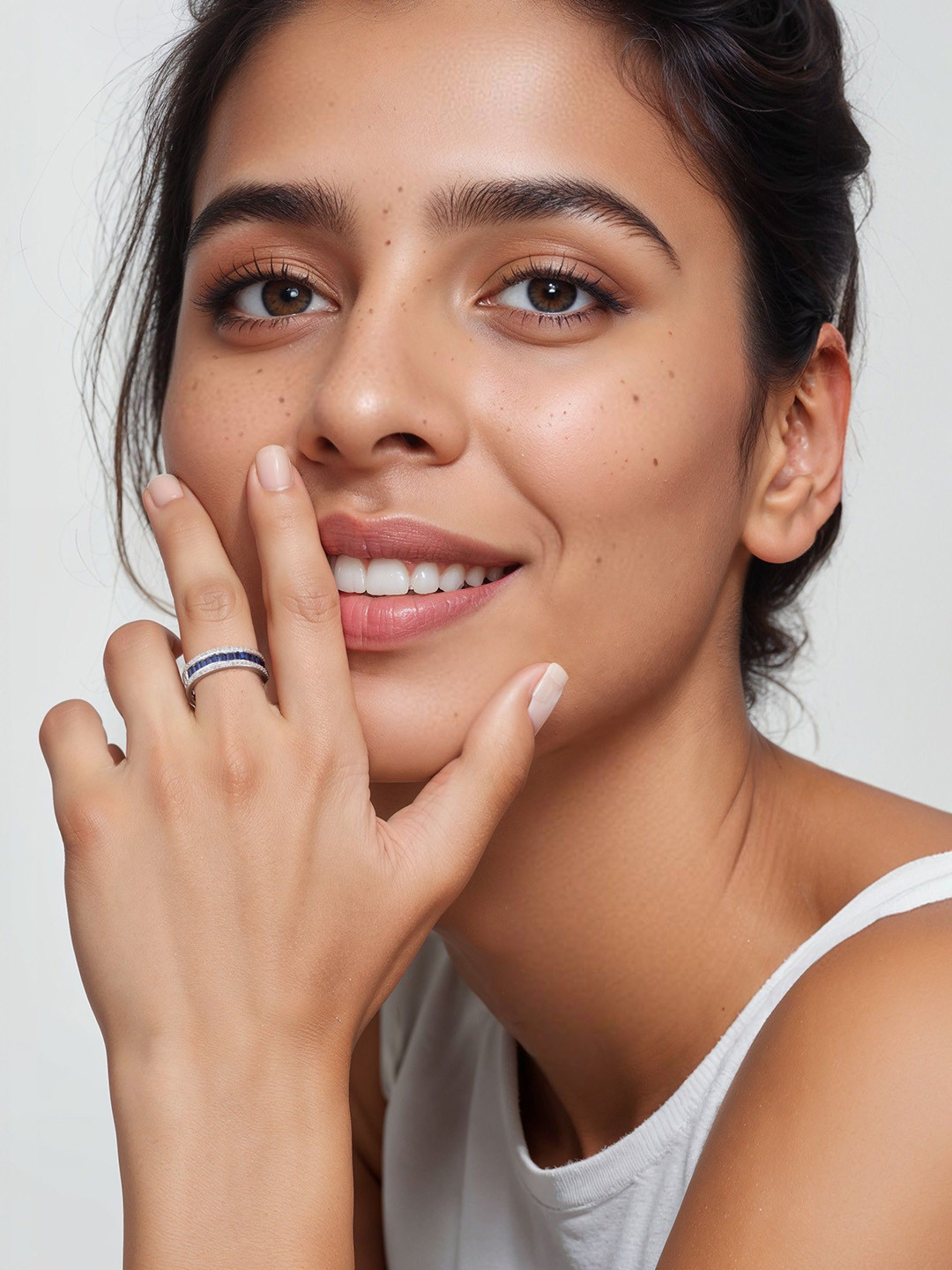 

Trisu 925 Sterling SilverPlated Stone Studded Diversity Finger Ring, Silver