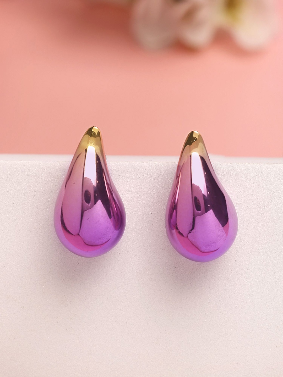 

Bohey by KARATCART Gold Plated Contemporary Studs Earrings, Purple