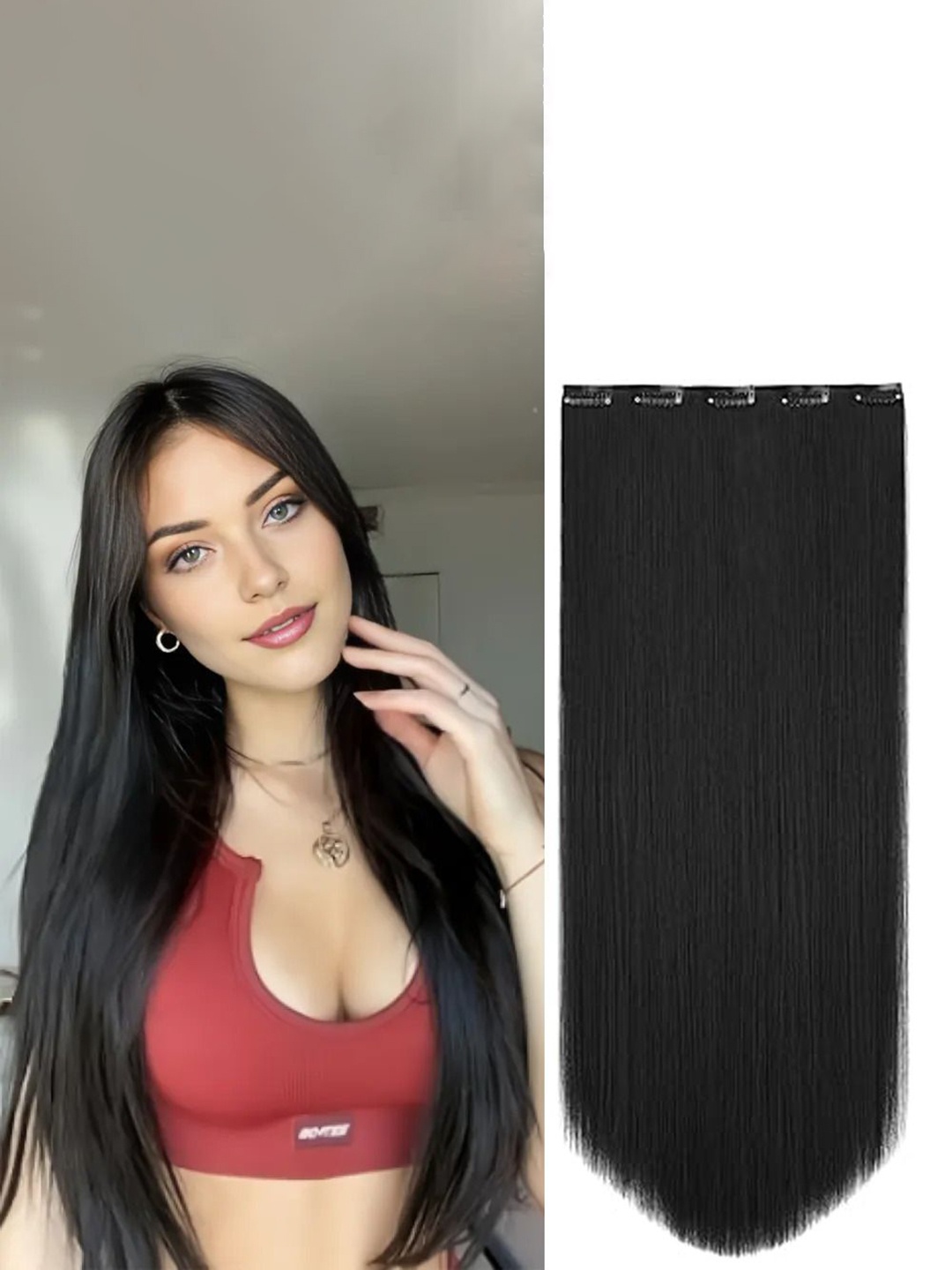 

D-Divine Clip-In Straight Locks Hair Extension - Black - 22 Inch