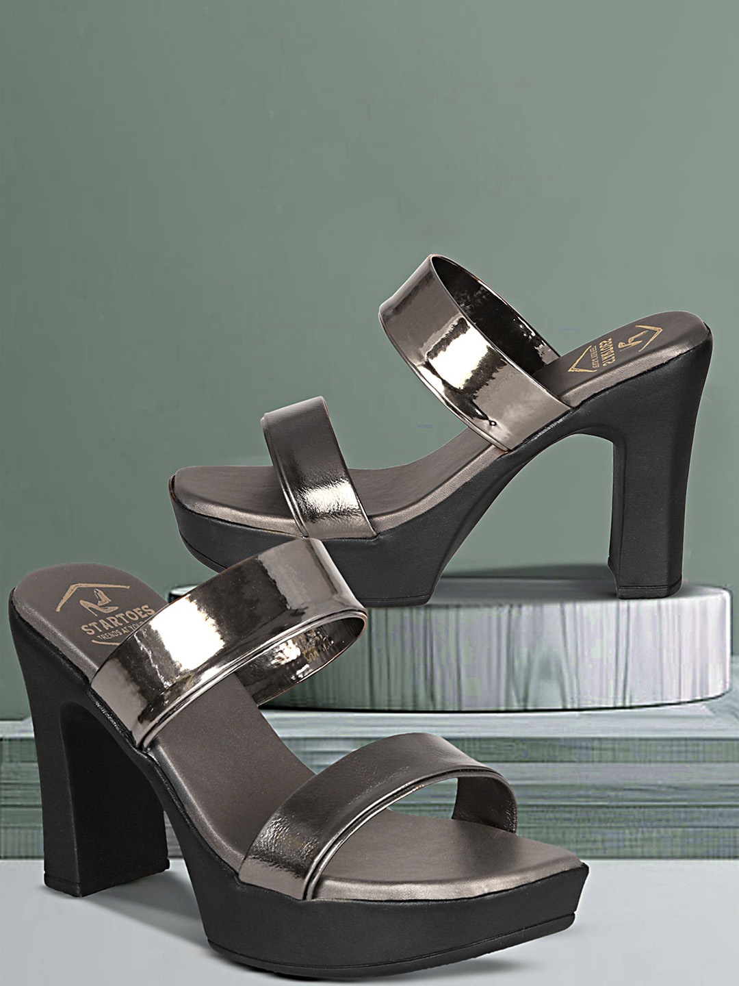 

STARTOES Women Platform Heel Sandals, Grey