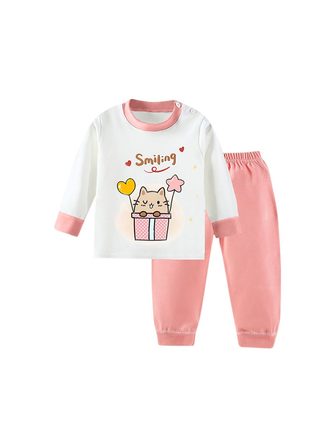 

StyleCast x Revolte Girls Printed Round Neck Long Sleeves T-Shirt With Jogger, Pink