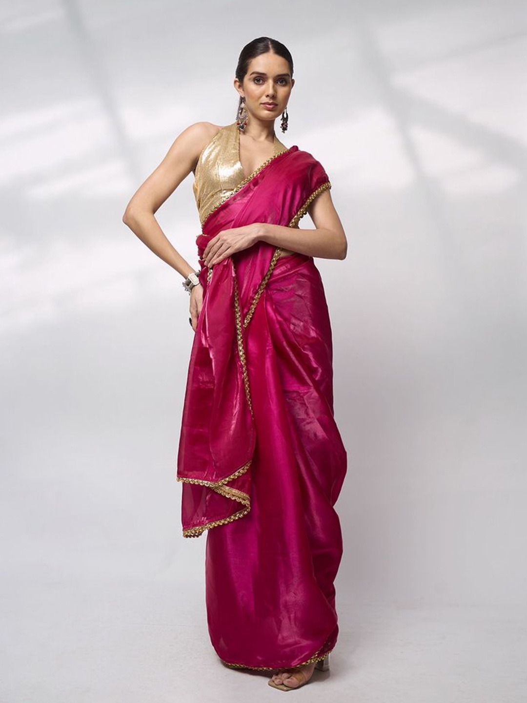 

Mitera Embellished Sequinned Saree, Pink