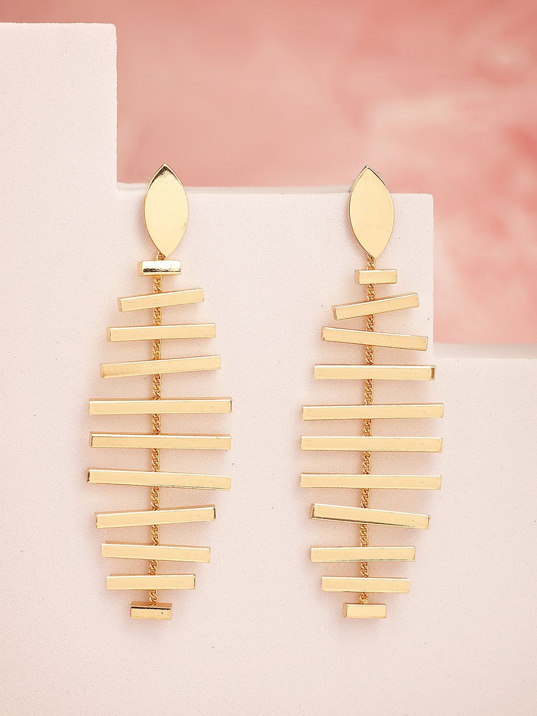 

Bohey by KARATCART Gold-Plated Contemporary Drop Earrings