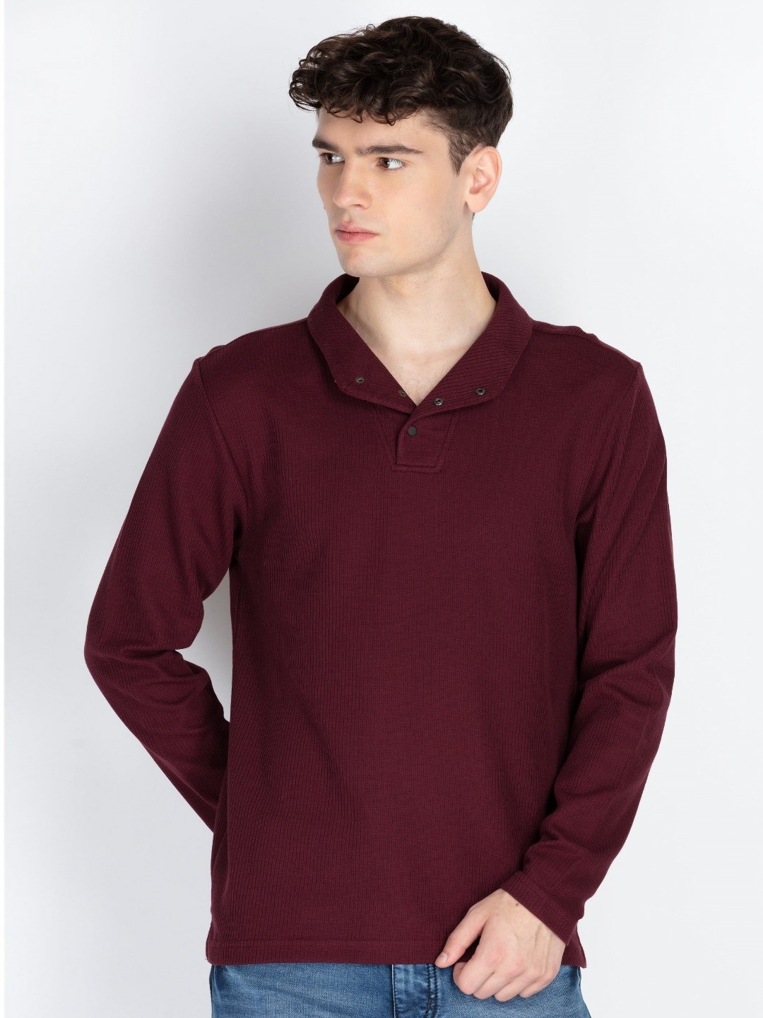 

Status Quo Men High Neck T-shirt, Burgundy