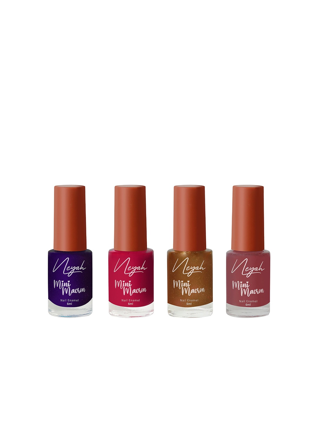 

Neyah Set Of 4 Mini Macron Long-Wearing Glossy Nail Polish - 6 ml Each, Blue