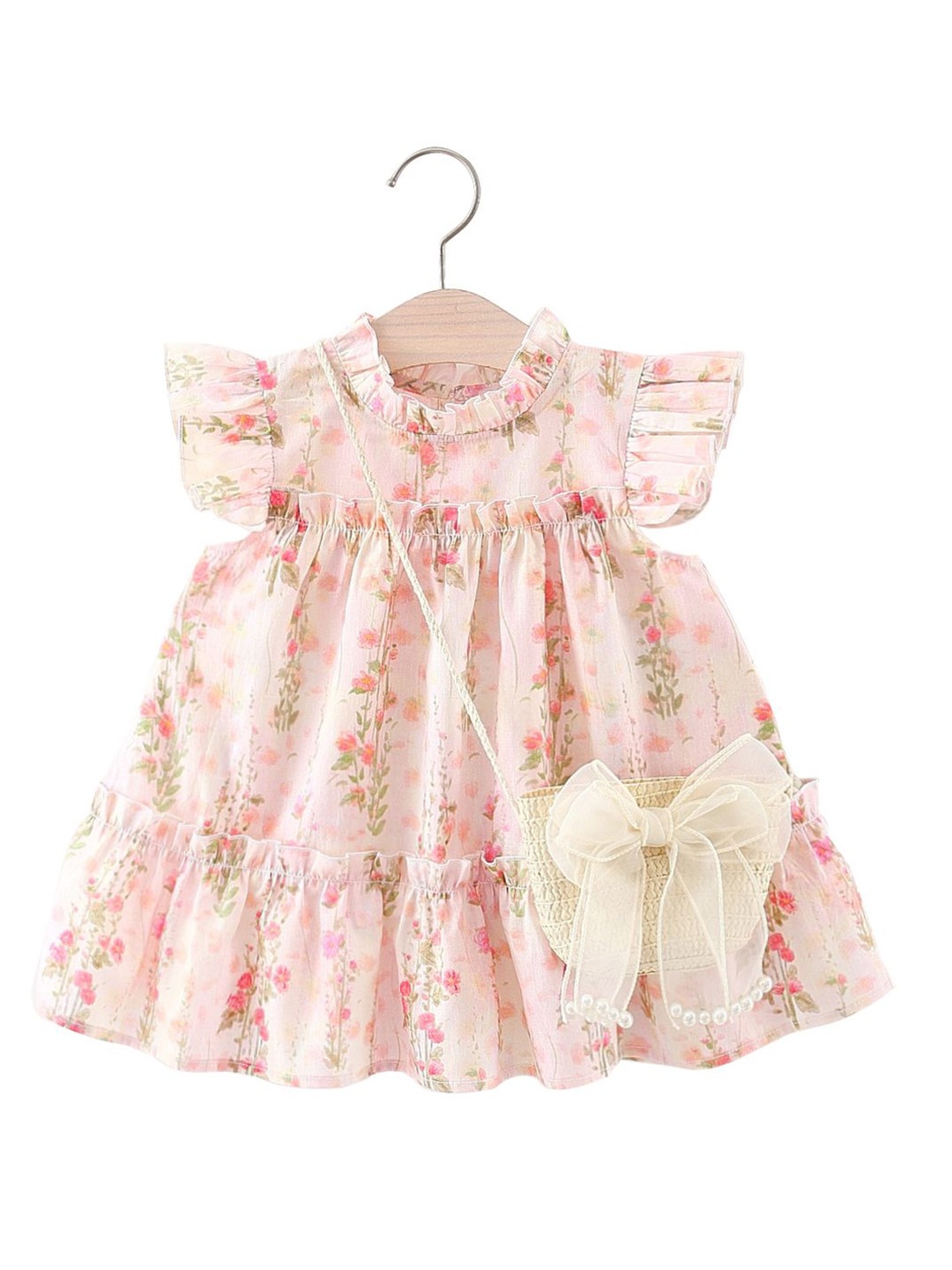 

StyleCast x Revolte Girls Floral Printed Flared Sleeves Fit & Flared Dress, Pink