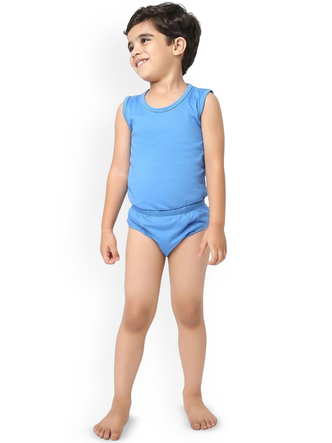 

You Got Plan B Boys Pure Cotton Undershirt Vest With Briefs UV-Blue: 2-3-Blue