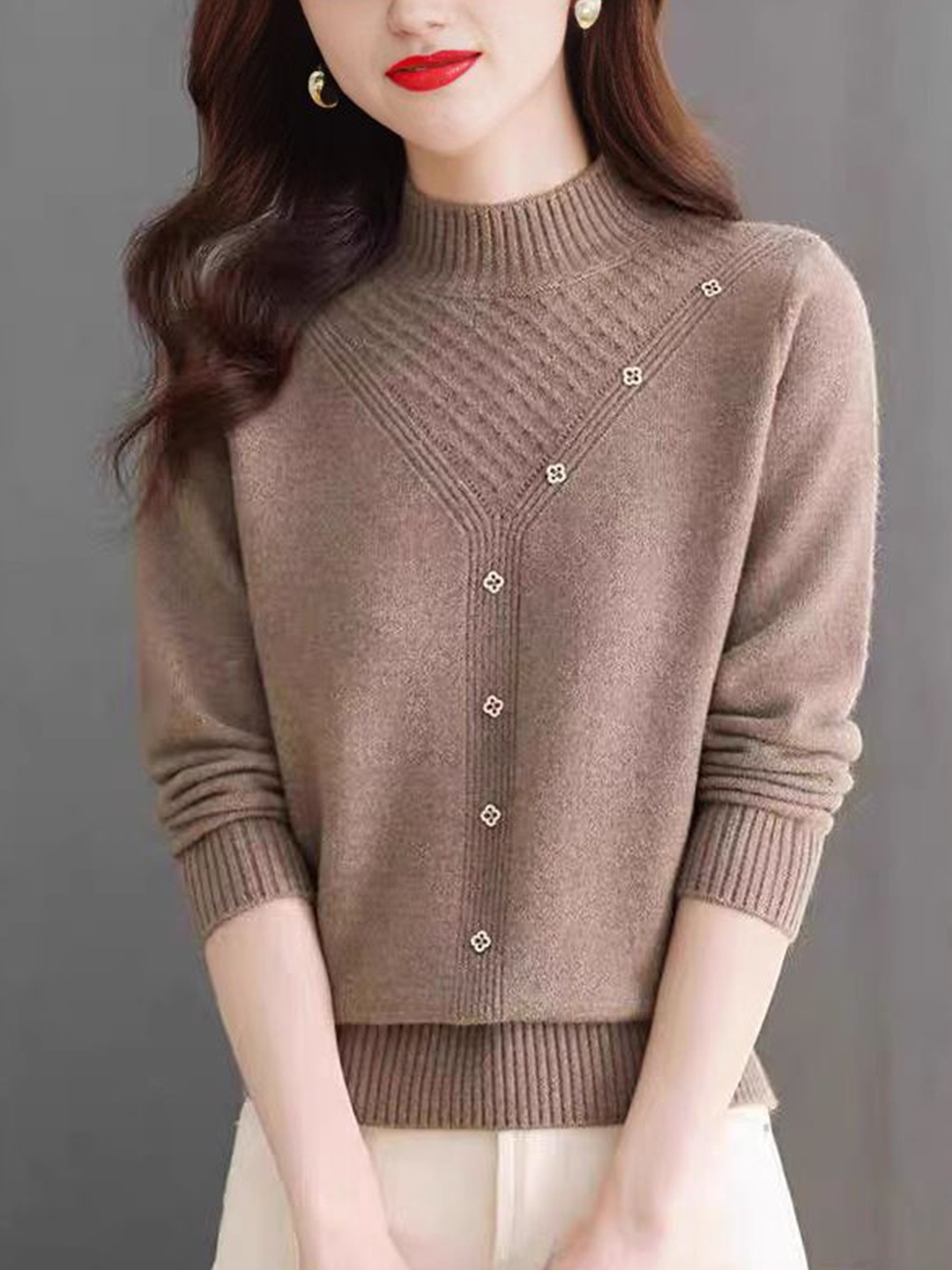 

StyleCast High Neck Winter Top, Brown