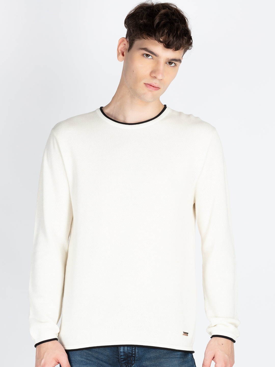 

Status Quo Men Textured Sweater, White