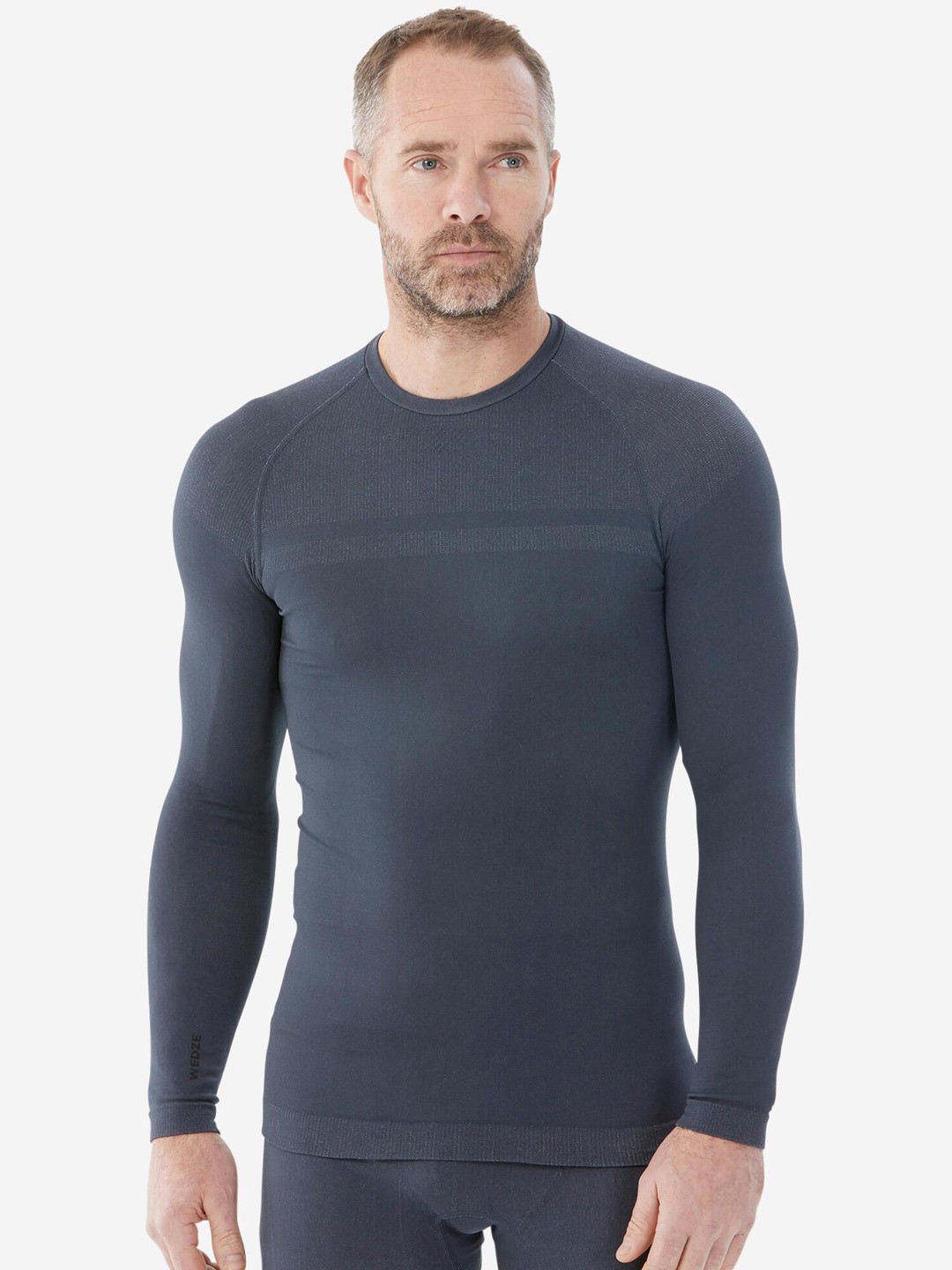 

WEDZE By Decathlon Men Warm & Breathable Wool Ski Base Layer Thermal Top, Grey