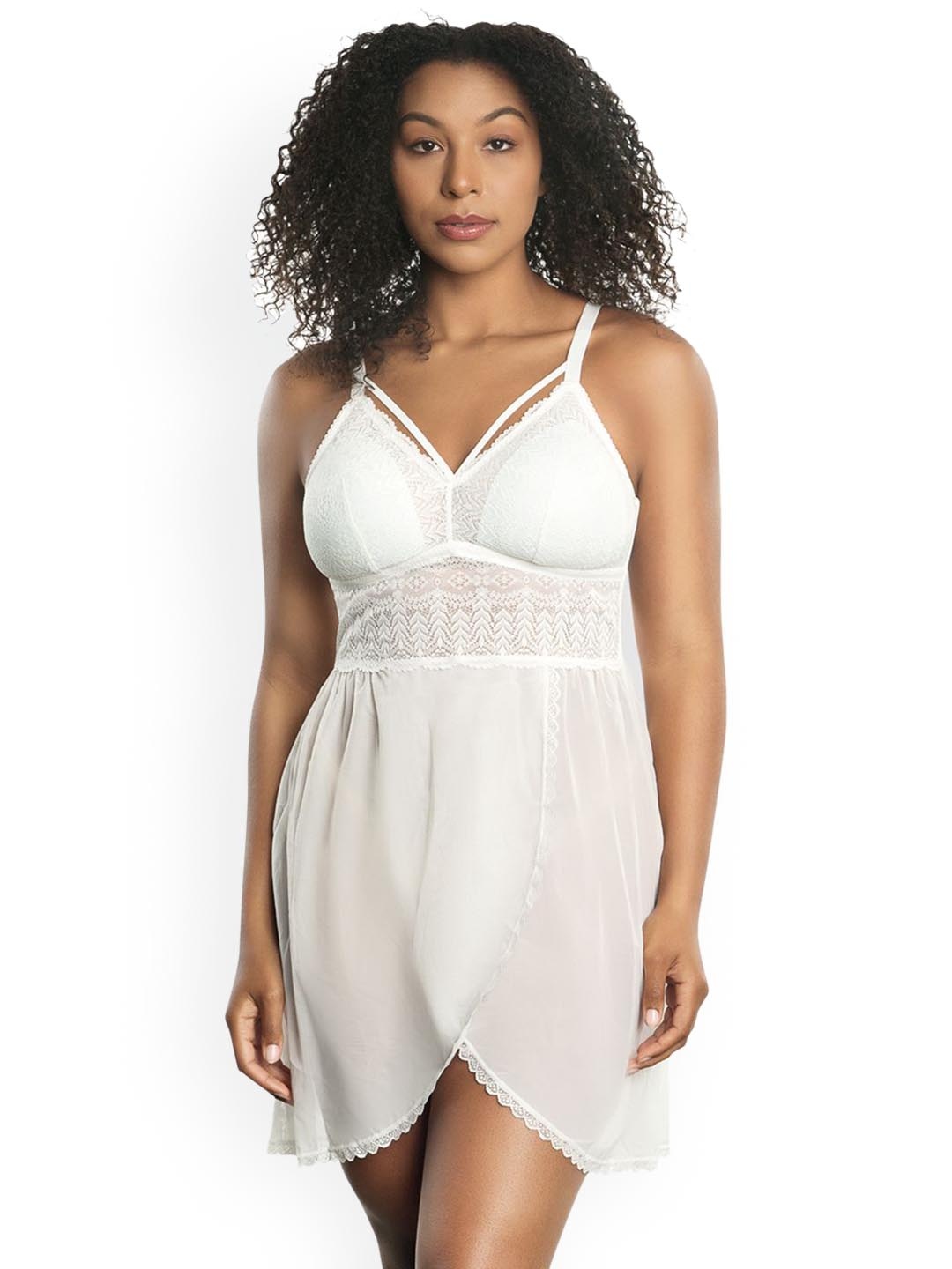 

PARFAIT Women Self Design Baby Doll, White