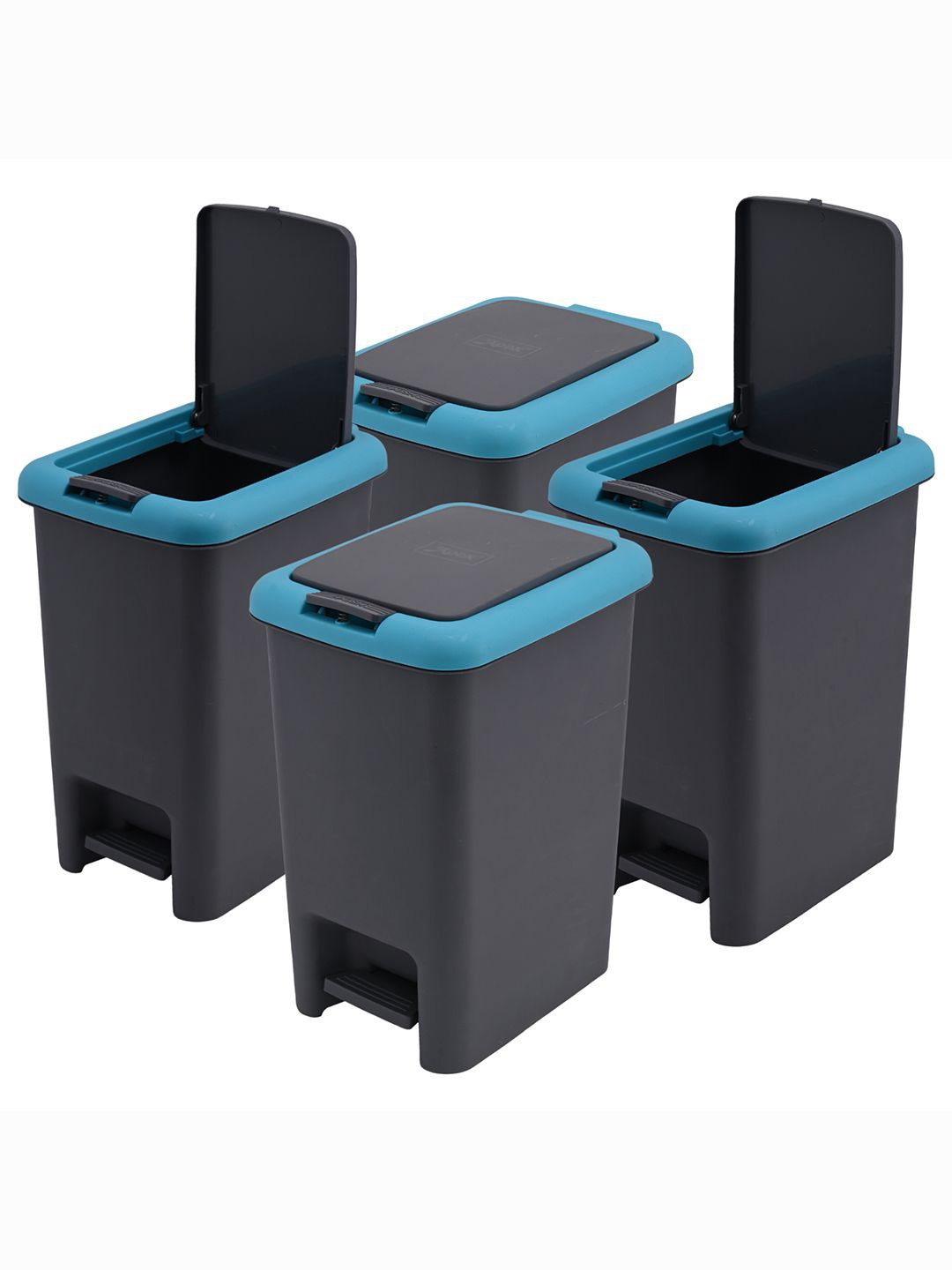 

Kuber Industries Grey & Blue 4 Pieces Pedal Dustbins - 7L Each