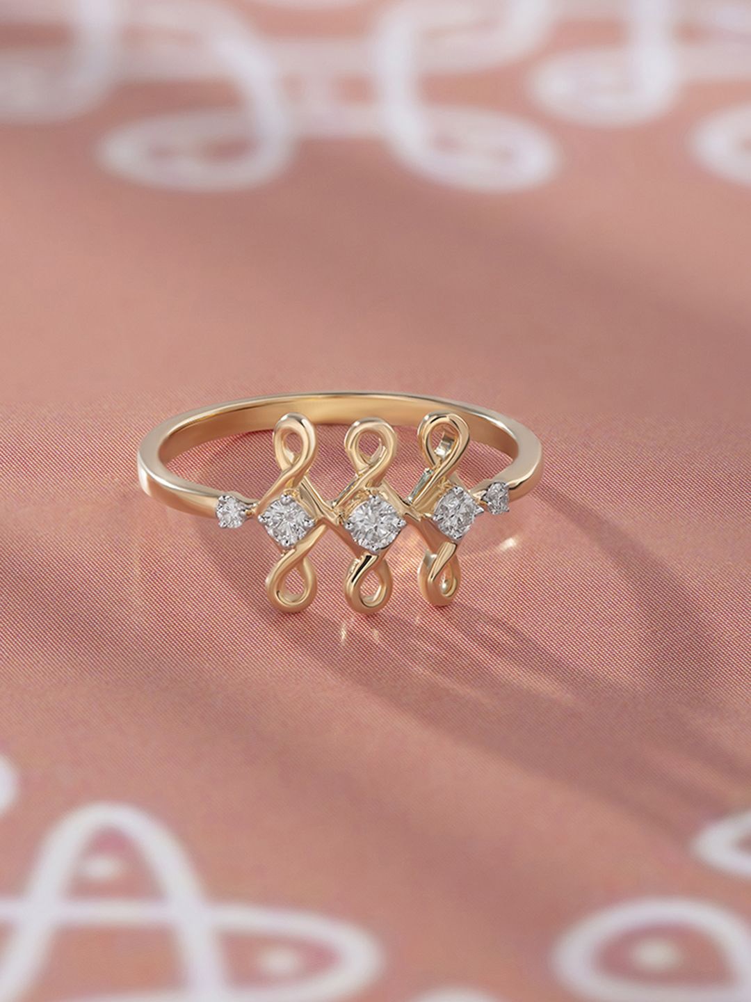 

Mia by Tanishq 14KT Kollam Glam Gold and Diamond Finger Ring 1.76g, Yellow