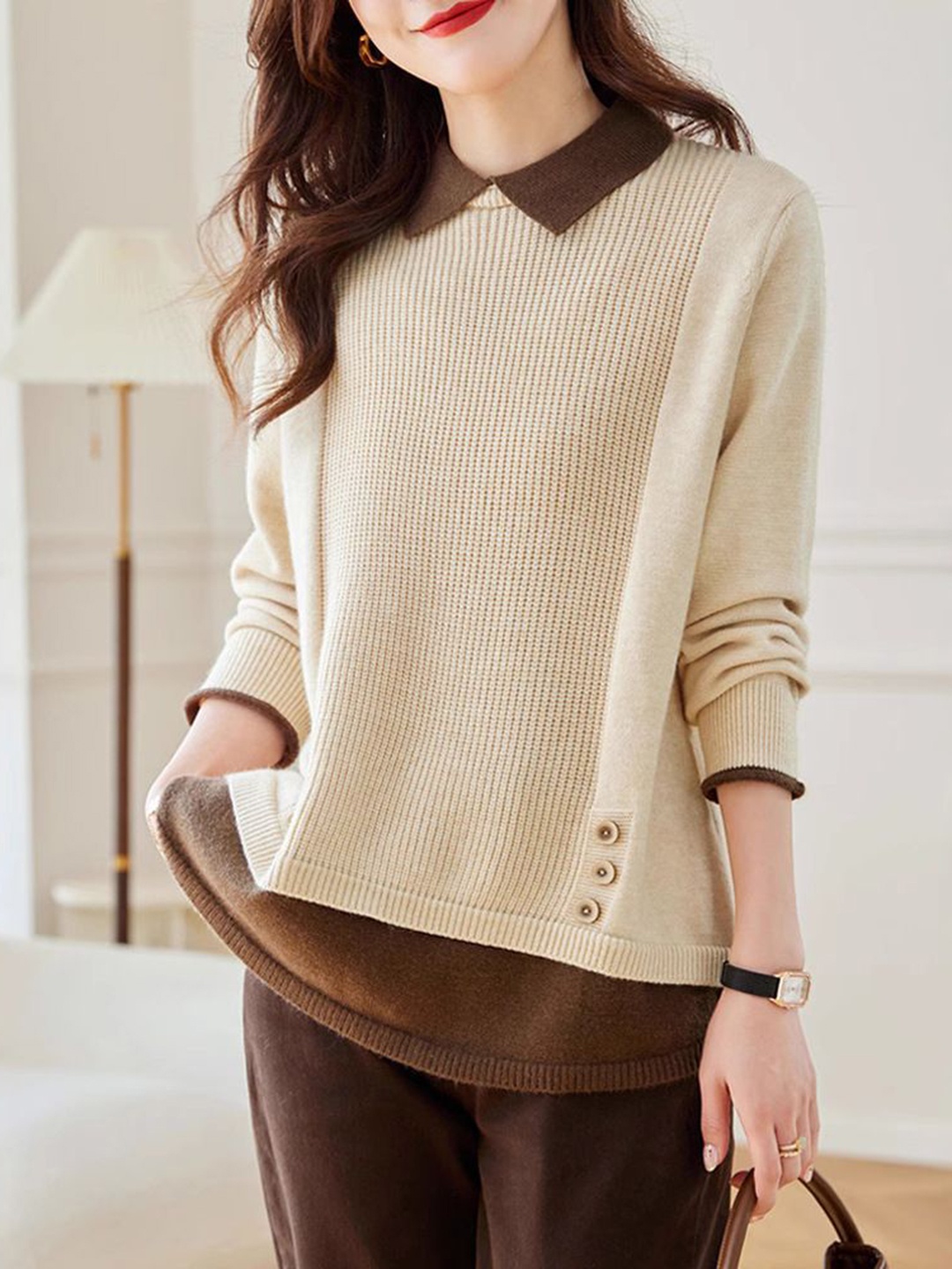 

StyleCast Women Extended Sleeves Cut Outs T-shirt, Beige