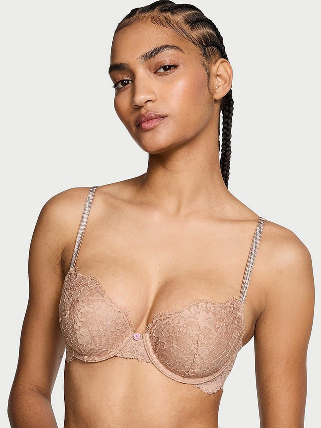 

Victoria's Secret Women Floral Medium Coverage Underwired Lightly Padded Bra, Beige