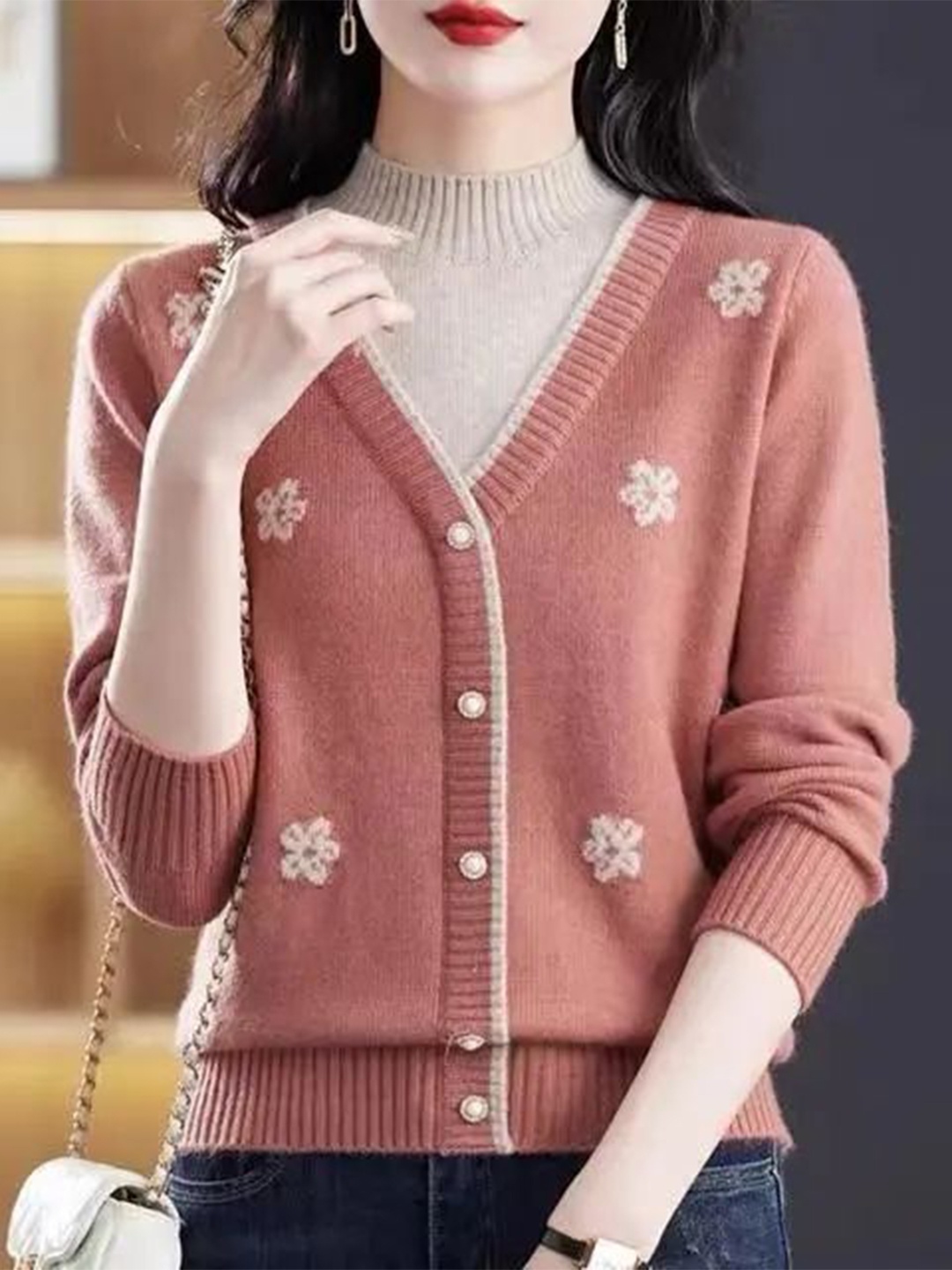 

StyleCast Women Floral Cardigan with Embroidered Detail, Peach