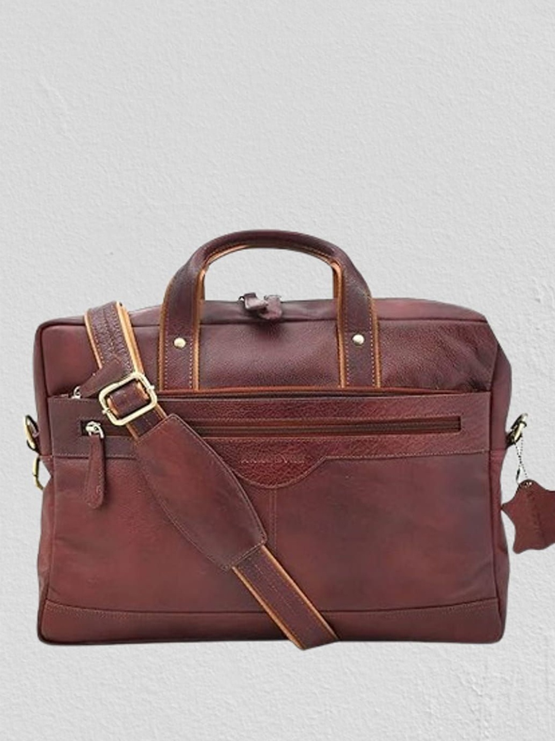 

ANNODYNE Unisex Leather Formal Laptop Bag, Tan
