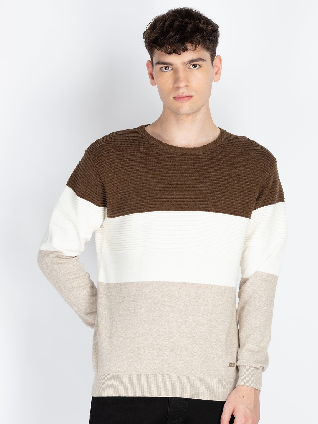 

Status Quo Men Striped Pullover Sweater, White