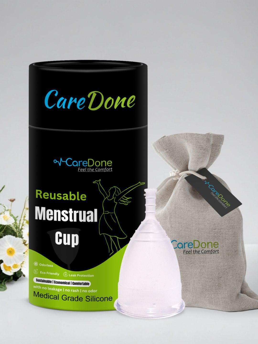 

CareDone Reusable & Leakproof Folding Menstrual Cup - S, Black