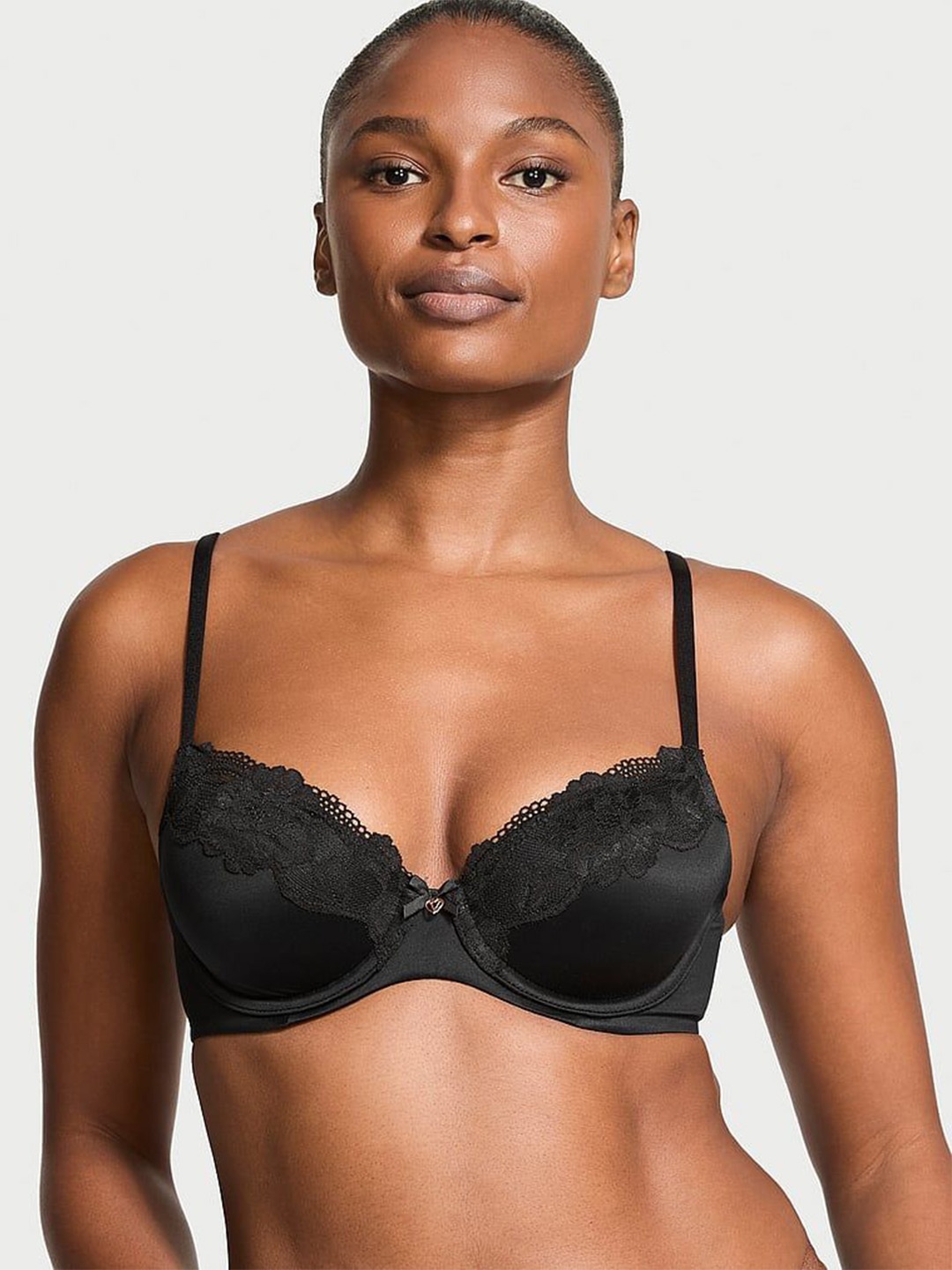 

Victoria's Secret Floral Medium Coverage Underwired Lightly Padded Bra, Black