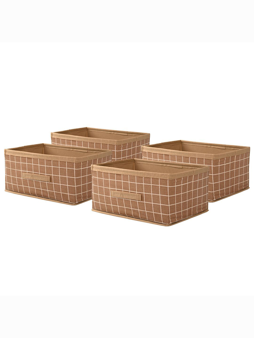 

Kuber Industries Beige 4 Pieces Checked Drawer Organisers