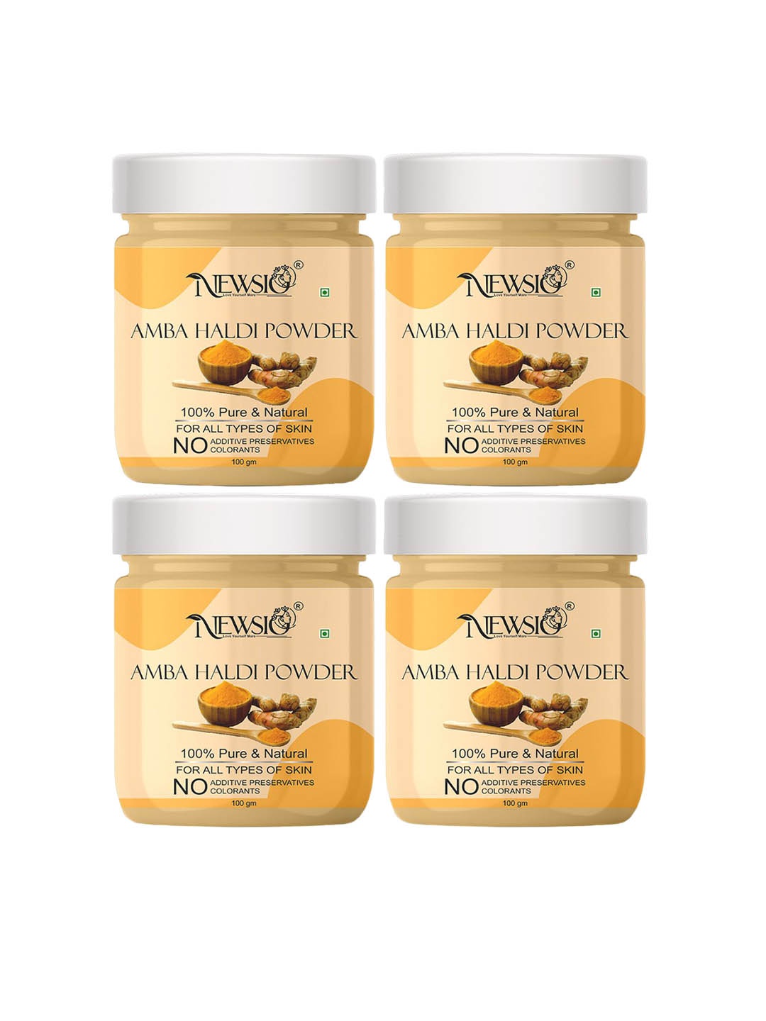

Newsio Set Of 4 Pure & Natural Amba Haldi Powder For Skin - 100g Each, Yellow