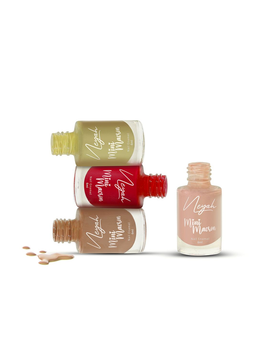 

Neyah Set of 4 Mini Macron Nail Polish - 6 ml Each - Belle - Mauve - Sage - Pepper, Red
