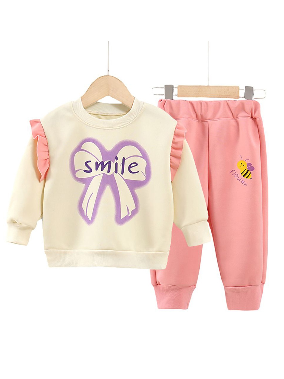 

StyleCast x Revolte Girls Round Neck Printed Sweatshirt with Joggers, Pink