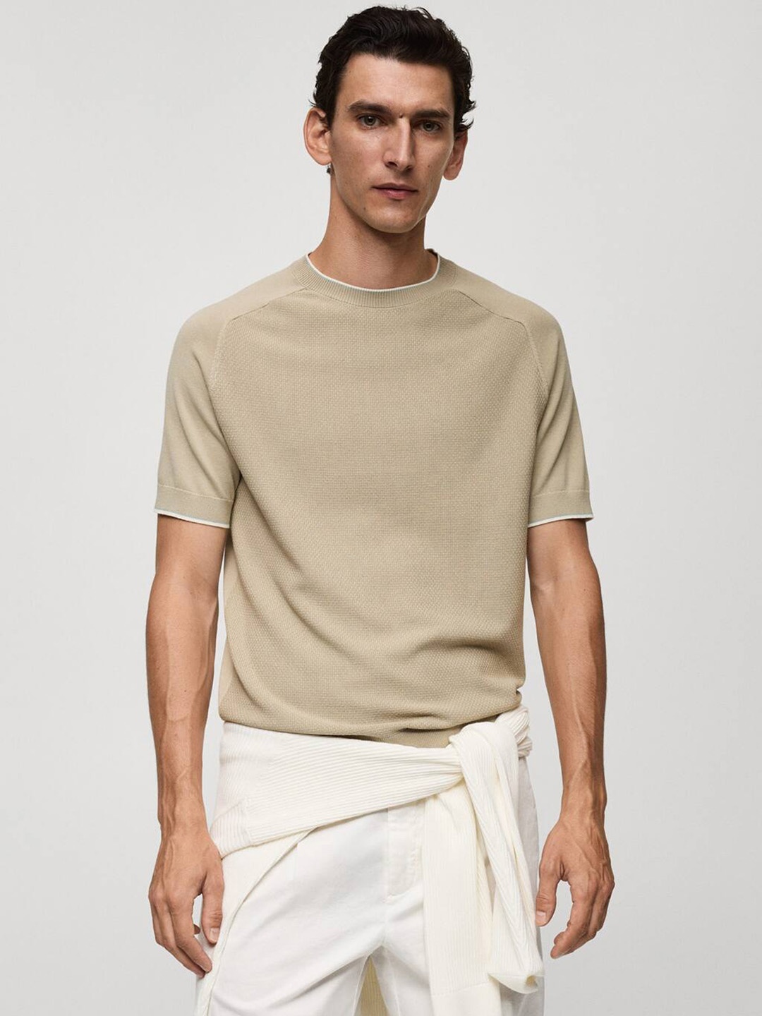 

MANGO MAN Polo Collar Knitted T-shirt, Beige