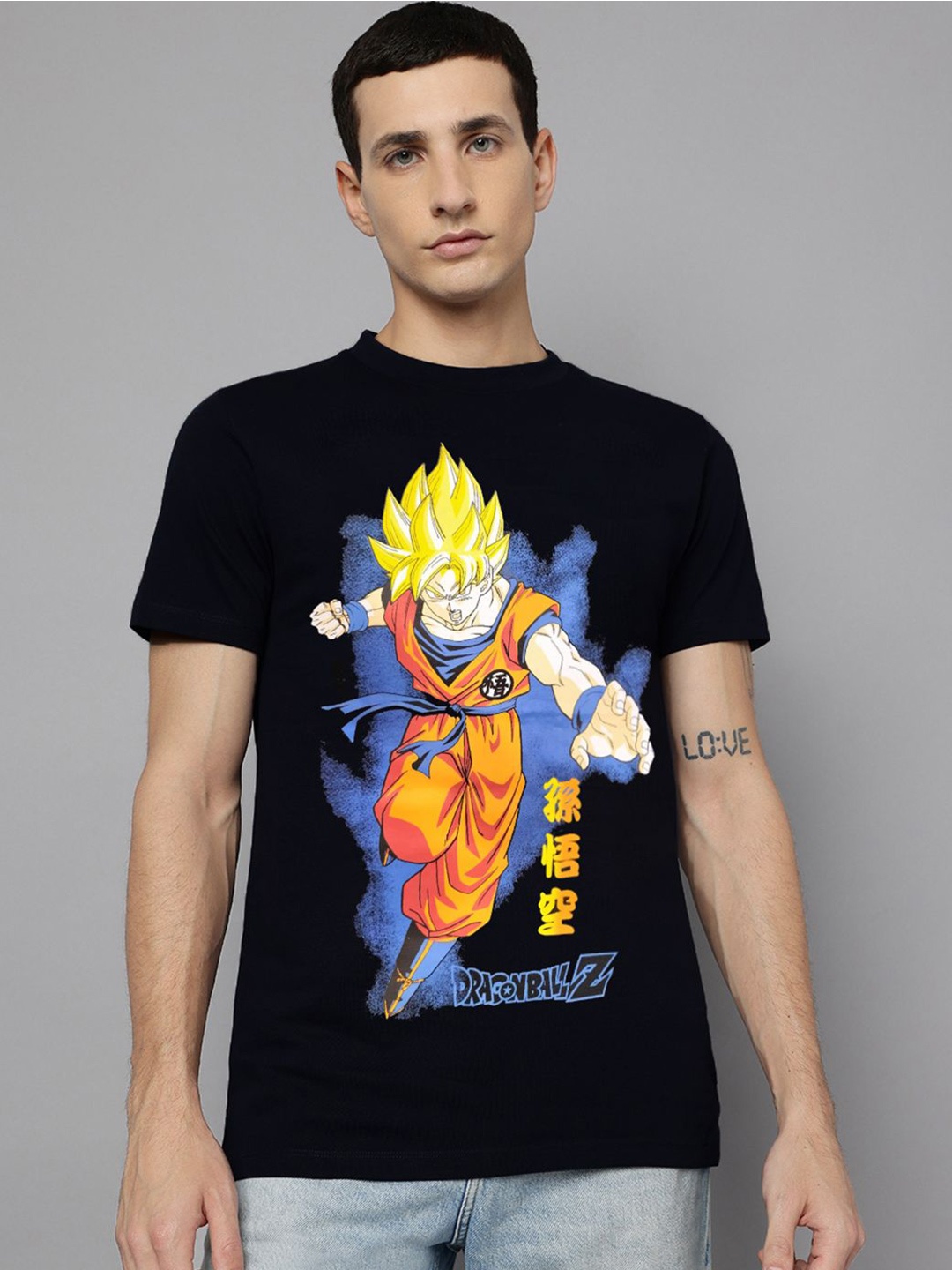 

Free Authority Men Graphic Printed Round Neck Cotton Dragon Ball Z T-shirt, Black