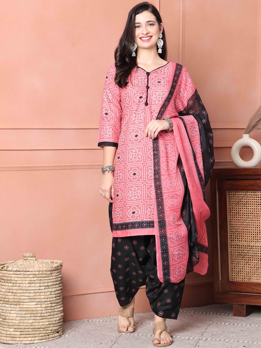 

KALINI Floral Printed Straight Kurta With Salwar & Dupatta, Pink