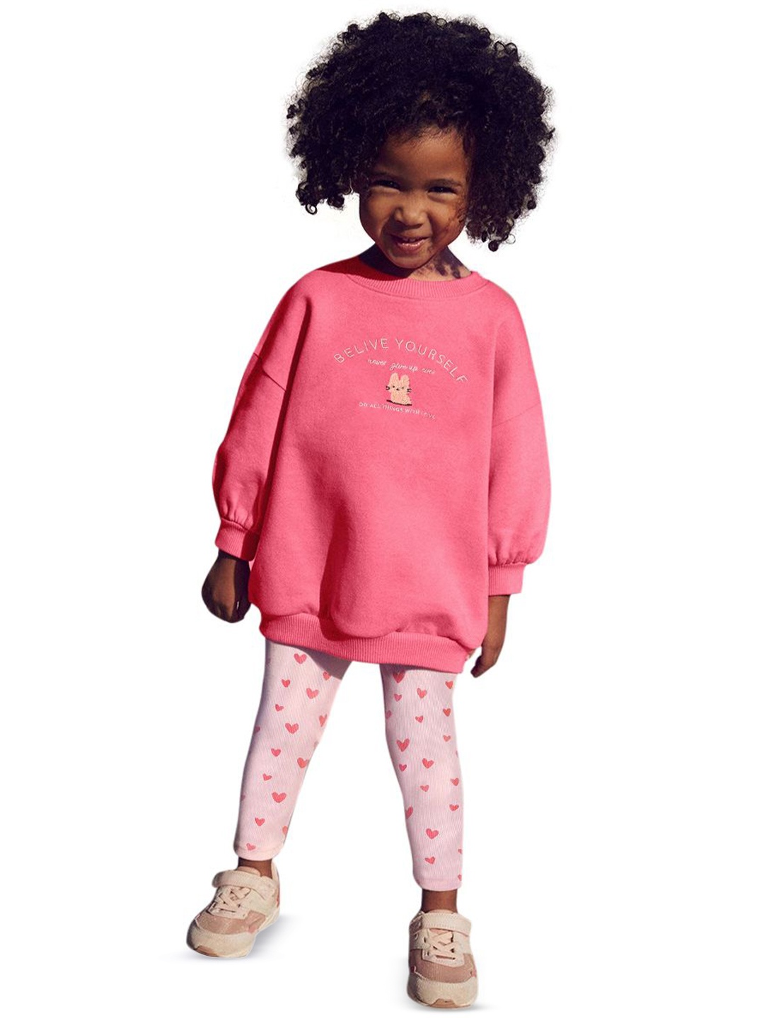 

StyleCast x Revolte Girls Printed Sweatshirt with Leggings, Pink