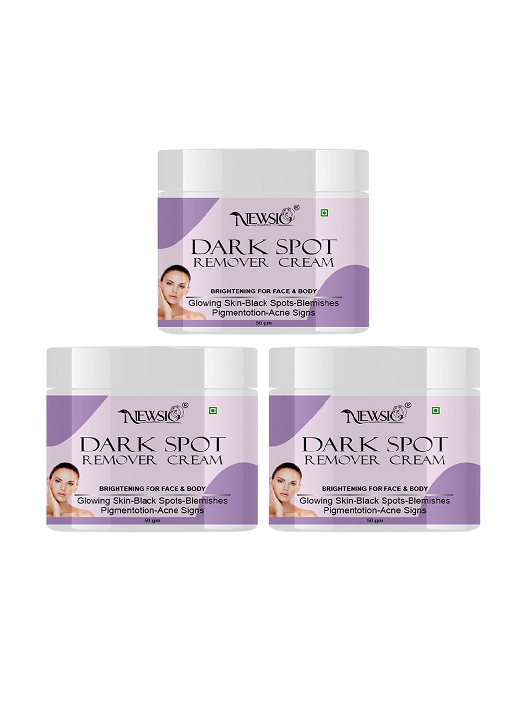 

Newsio Set Of 3 Dark Spot Remover Cream For Face & Body - 50 g Each, Yellow