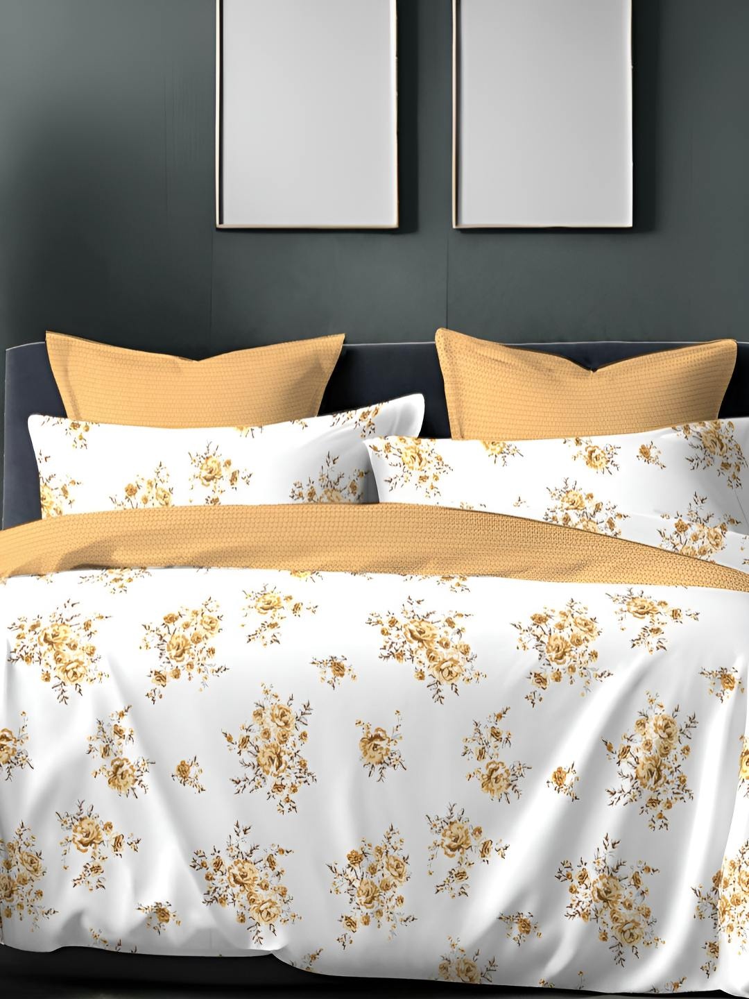 

Sleeping Owls- because your sleep matters White & Brown Floral 186 TC Queen Bedsheet with 2 Pillow Covers