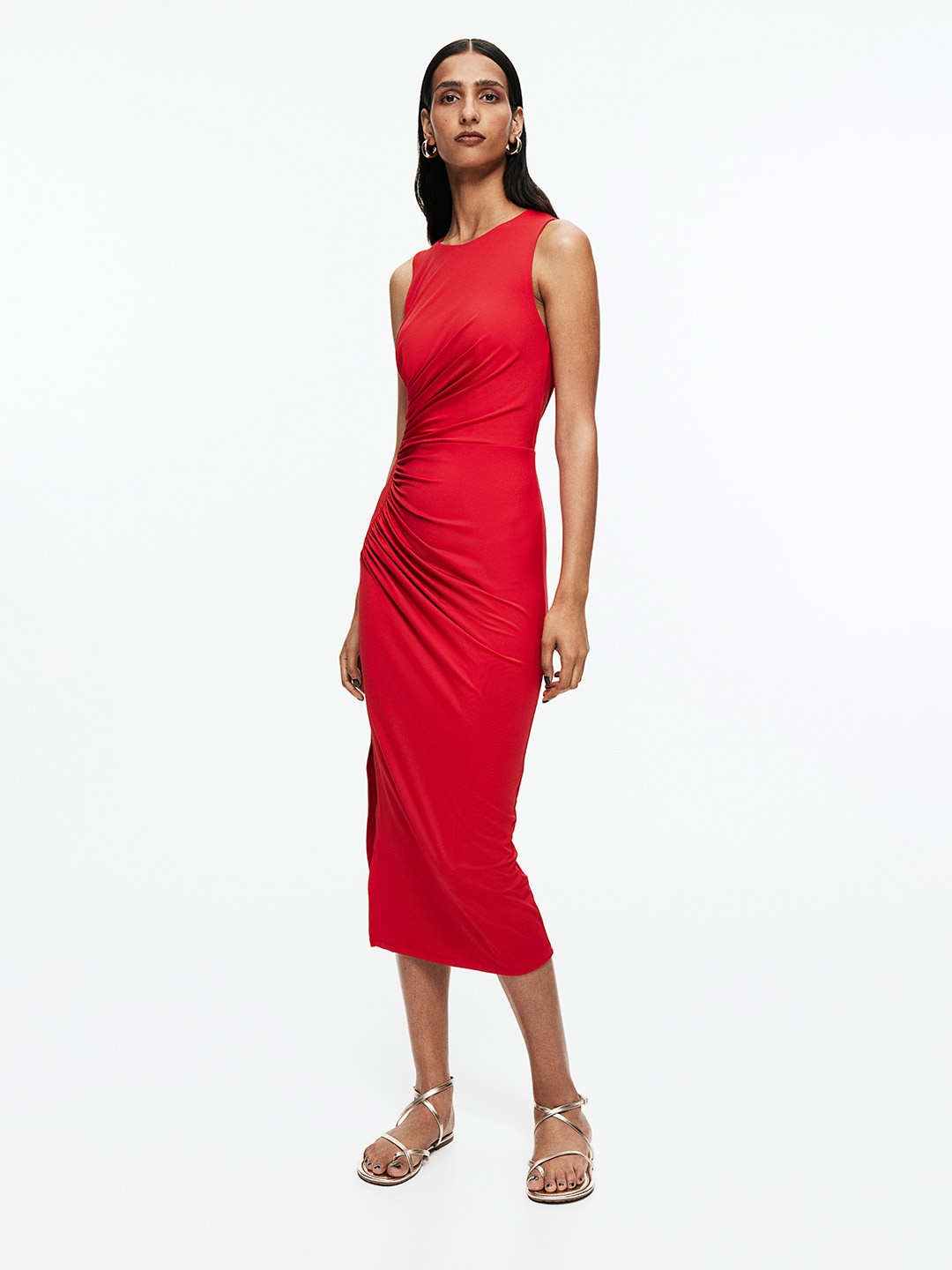 

H&M Women Draped Jersey Dress, Red