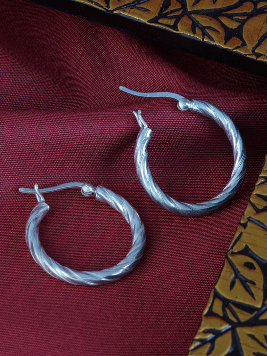 

Tuanz Silver Jewelry 925 Sterling Silver Rhodium-Plated Classic Hoop Earrings