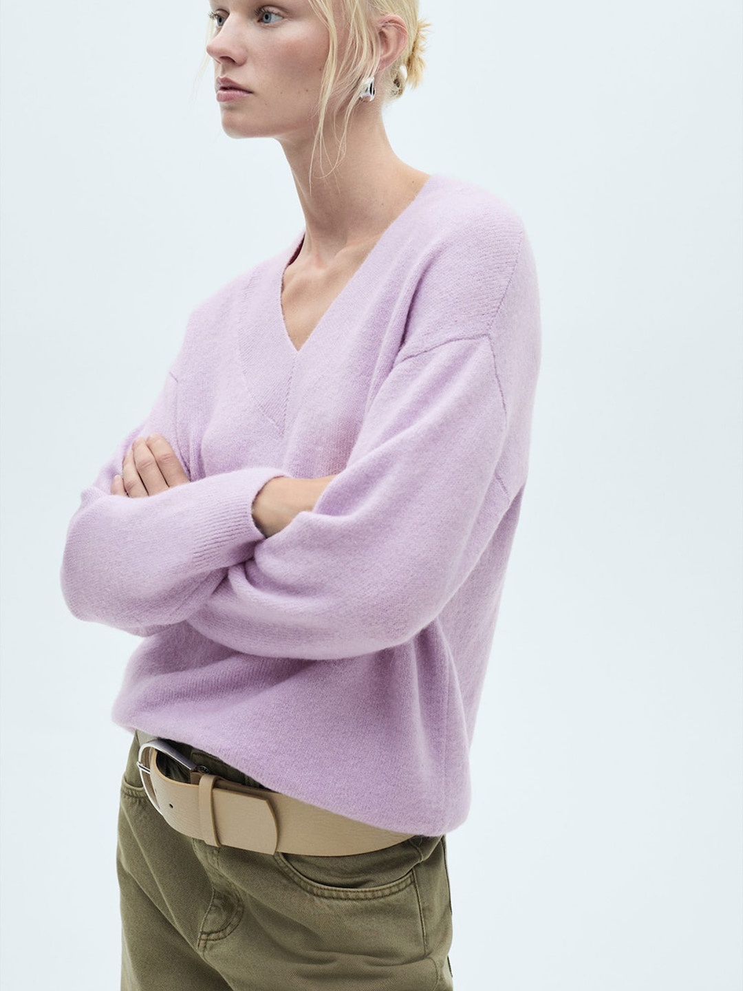 

MANGO V-Neck Pullover Sweaters, Lavender