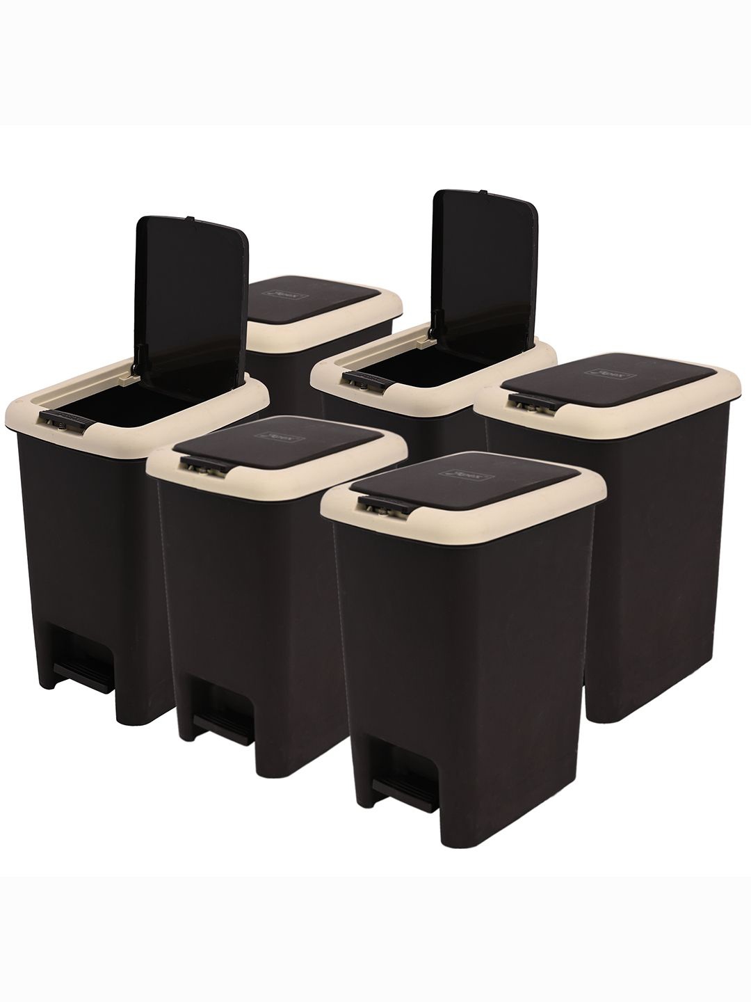 

Kuber Industries Grey 6 Pieces Pedal Dustbins - 7L Each, Brown