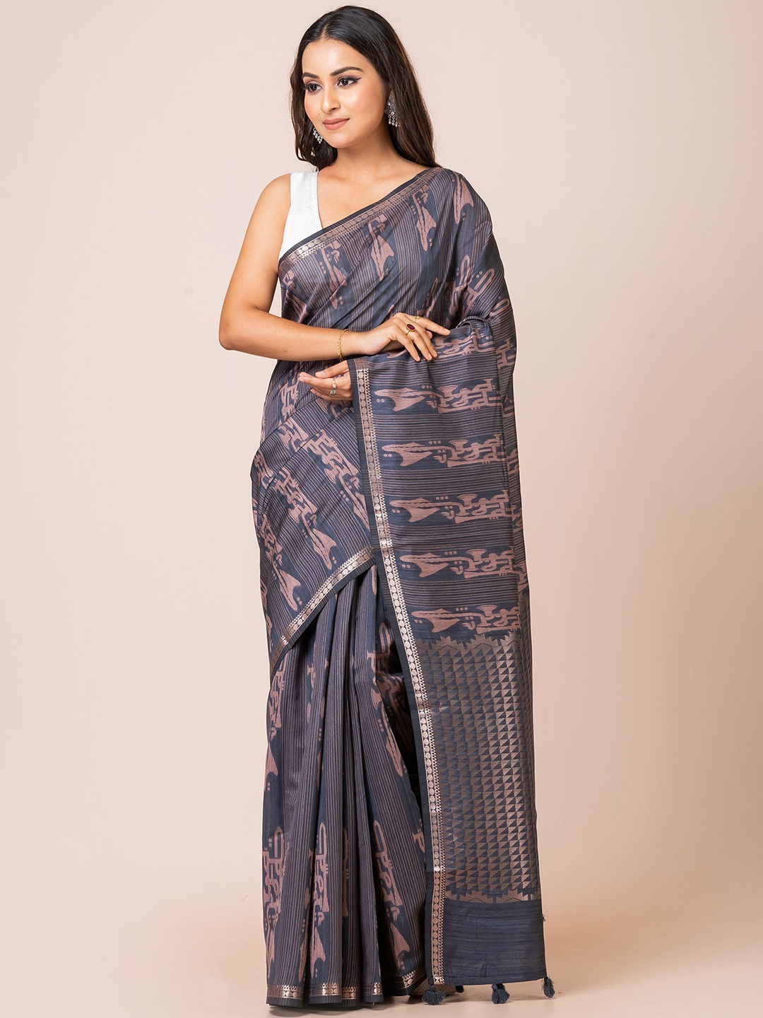 

KAVVYA Woven Design Banarasi Saree, Grey