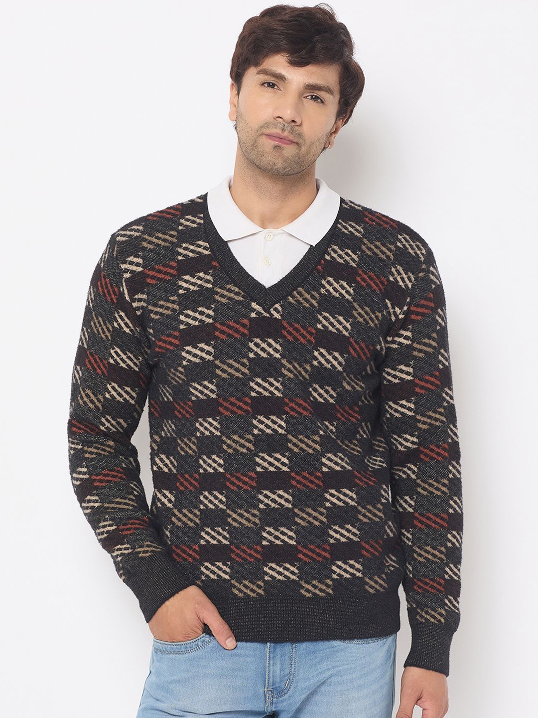 

Duke Men Acrylic Printed Pullover Sweaters, Black
