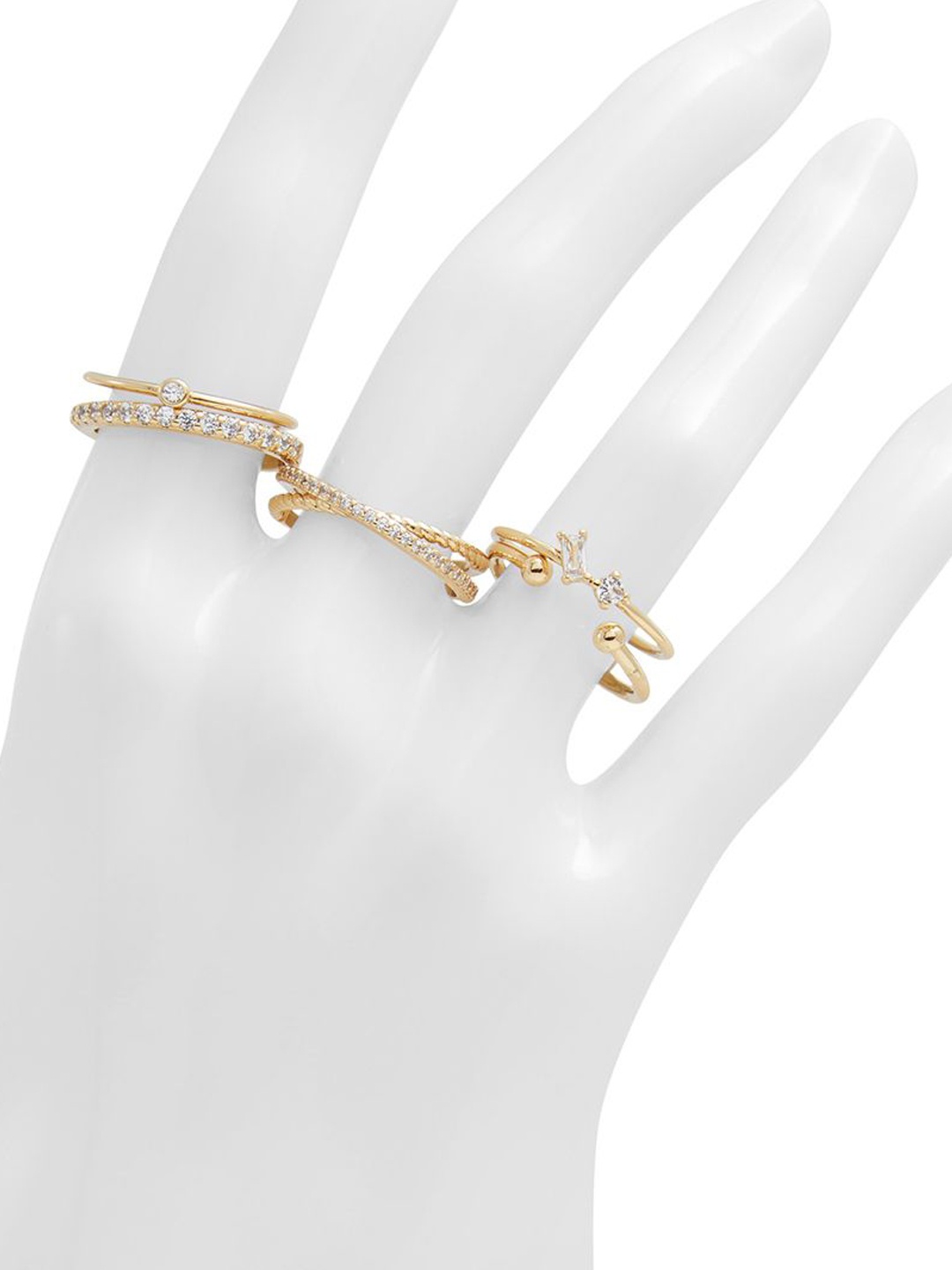 

ALDO Set Of 5 Gold-Plated Stone-Studded Finger Rings
