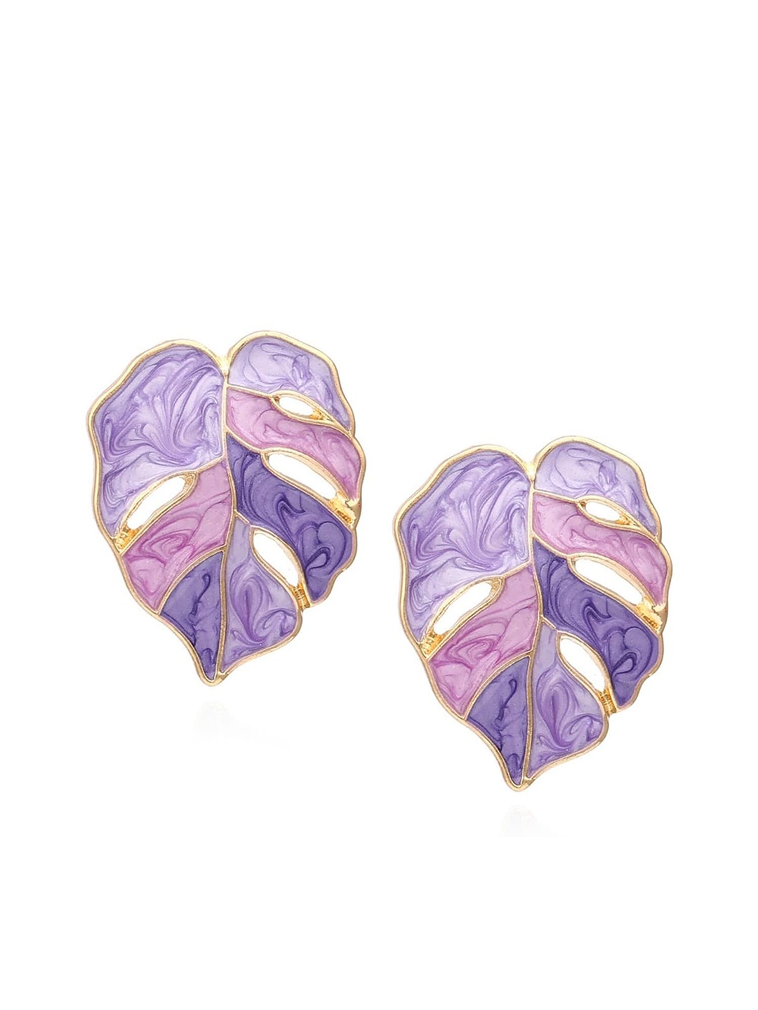 

Yellow Chimes Contemporary Leaf Shaped Studs, Gold