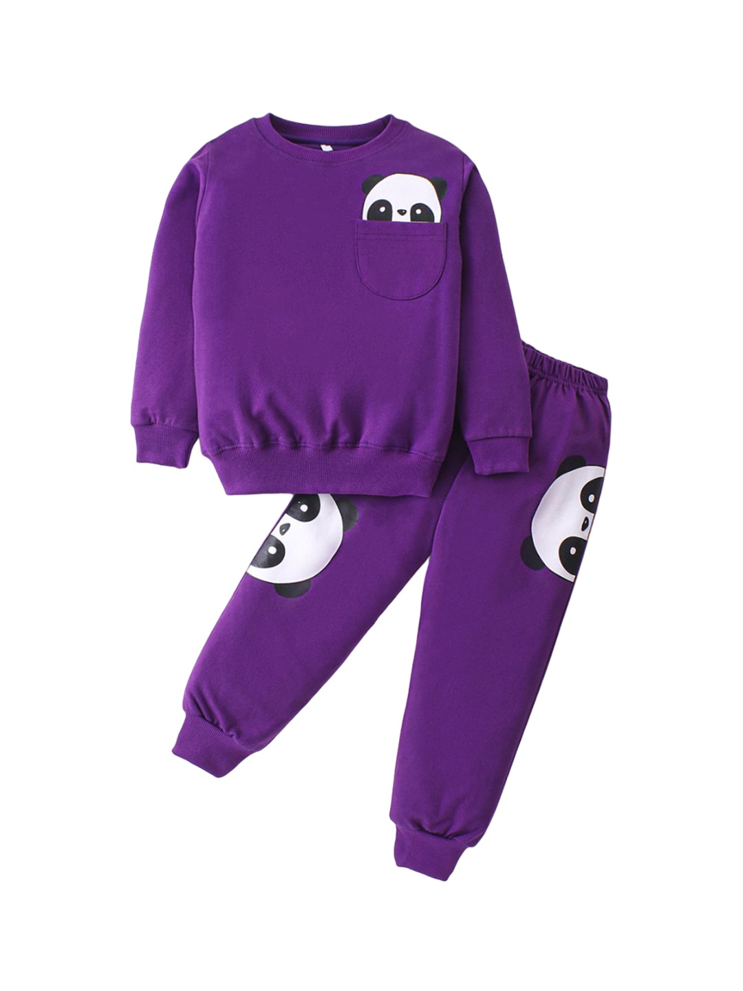 

Nite Flite Kids - Unisex Pure Cotton Graphic Printed Night suit, Purple