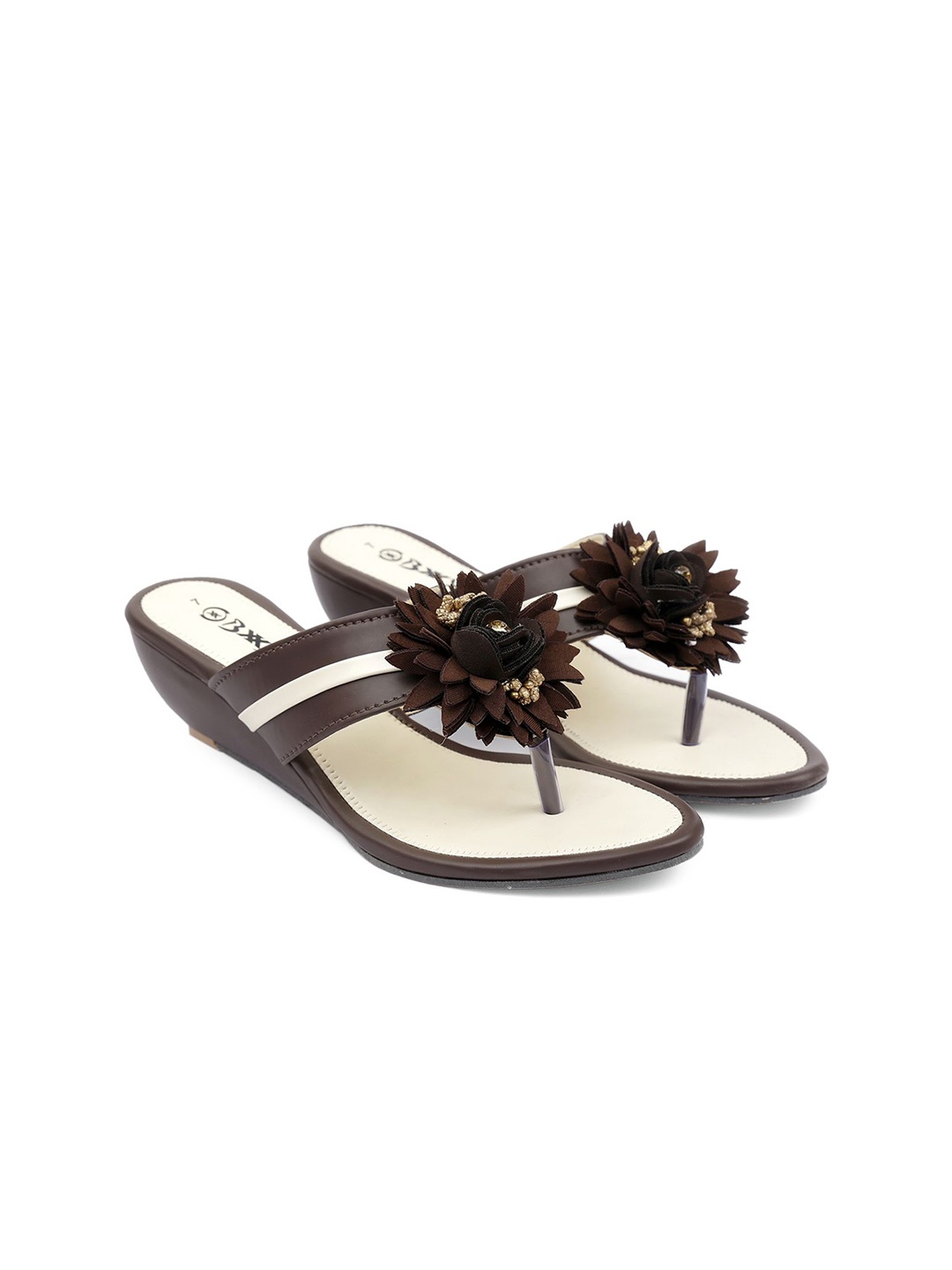 

Bxxy Women Open Back Embellished Wedge Sandals, Brown