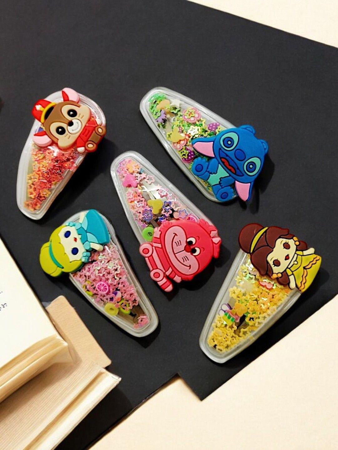 

9blings Girls Set of 5 Embellished Tic Tac Hair Clip, Red